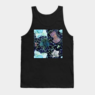 whimsical butterflies and flowers on squiggle and dot pattern for kids Tank Top